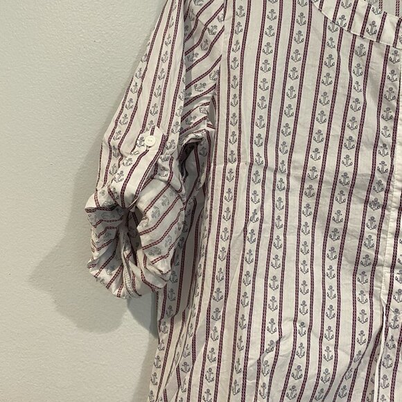 Tommy Hilfiger White and Blue Anchor Patterned 3/4 Length  - Size Medium - Picture 3 of 6